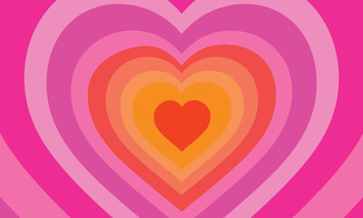Retro Heart Tunnel - Vibrant Pink & Orange Gradient Love Portal