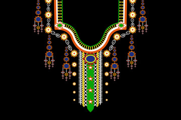 Native textile Fabric necklace design oriental pattern.