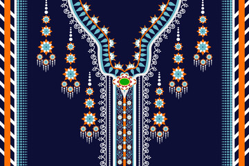 Handmade textile fabric necklace design oriental pattern.