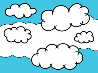 This image showcases whimsical fluffy clouds floating in a vibrant blue sky, evoking feelings of serenity, possibility, and freedom, perfect for various creative projects.