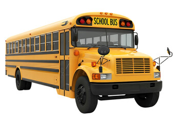 Classic Yellow School Bus for Student Transportation with Isolated Background