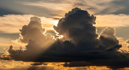 Cinematic Cloudscape With Dramatic Horizon Light
