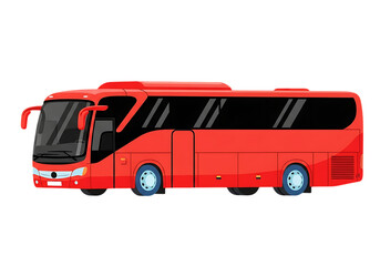 Modern Red Tour Bus Isolated on Black Background Transportation Concept