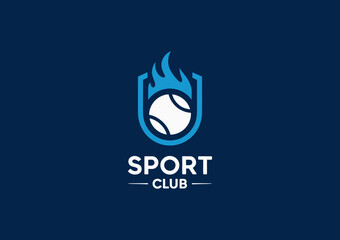 This logo design creatively combines a tennis ball with flames, representing energy and passion in sport, perfect for a club focused on tennis enthusiasts and players.
