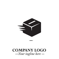 Box Moving Fast Symbol in Black on the White Background with Dynamic Delivery Design