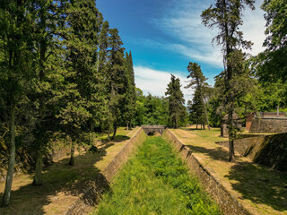 Historic Lucca Aqueduct Ruins in the Hills of Tuscany, Italy