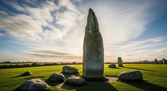 Standing Stone at Drombeg Stone Circle, Ireland - Ancient Monument.