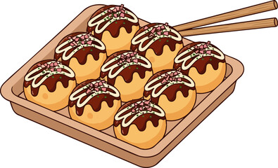 Takoyaki Japanese Street Food Illustration