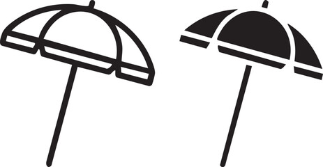 Umbrella Beach Day Silhouette Icon Vector