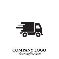 Box Moving Fast Symbol in Black on the White Background with Dynamic Delivery Design