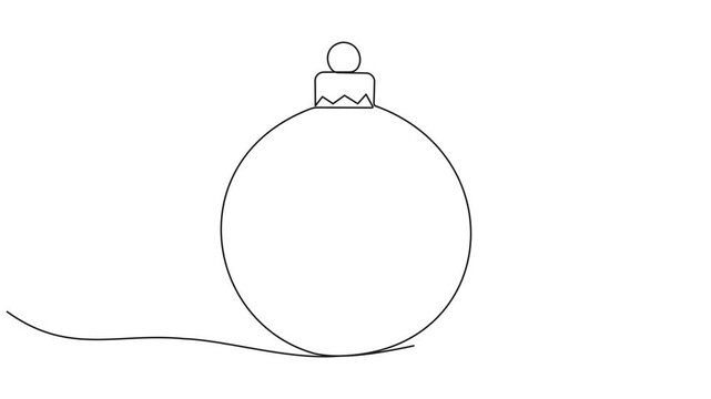 christmas ball continuous one line drawing animation, Animation of a single line drawing of a Christmas ball. Continuous contour movement of a Christmas ball. Continuous video with one line, Christmas
