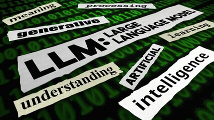 LLM Large Language Model News Headlines AI Deep Learning 3d Animation