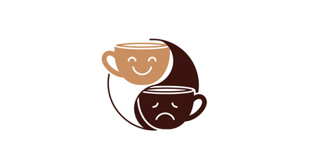 The duality of coffee: a visual representation of mood swings and emotional balance, two stylized