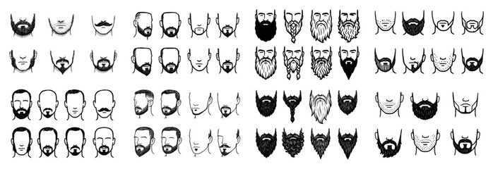 Various beard and mustache styles illustration