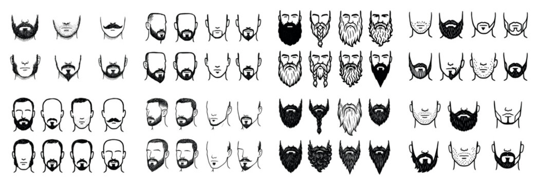 Various beard and mustache styles illustration