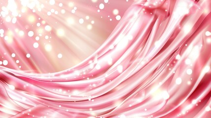 Pink Satin Fabric with Sparkling Light Effects and Bokeh for Elegant Background or Creative Design
