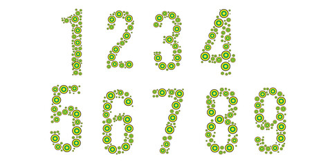 Floral Green Number Set – Eco Typography Made of Leaves and Flowers, Nature Vector Design