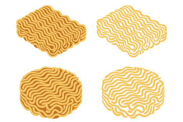 instant noodles cube isolated on white background, illustration ramen cubes or noodle for clip art, instant noodle rectangular block for fast food,	