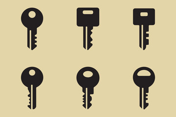 Six distinct black key icons representing security access solution