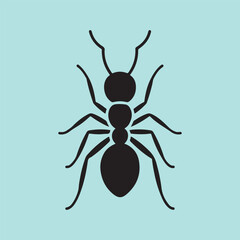 Black ant insect silhouette graphic icon design on light blue background