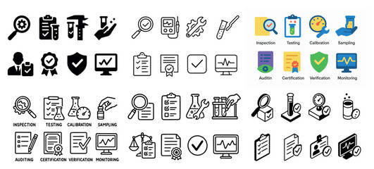 Quality control icons for inspection and certification
