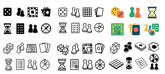 Icon set collection: board game elements and patterns