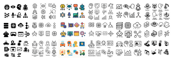 Obraz premium Variety of technology icons in different styles
