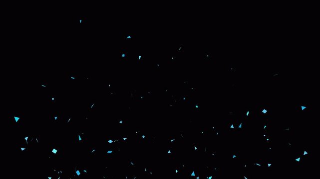 Blue confetti explosion animation flying across the screen on a transparent background. Perfect for baby boy gender reveal celebrations, parties, or festive overlays. Alpha channel, 4K video.