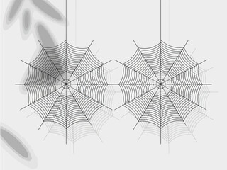 Obraz premium This image features two intricately designed spider webs, delicately illustrated in black and white against a minimalist background, capturing the beauty of nature's artistry.