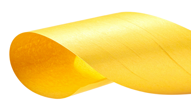 Abstract Yellow and Gold Curved Paper Background Isolated on Transparent Background