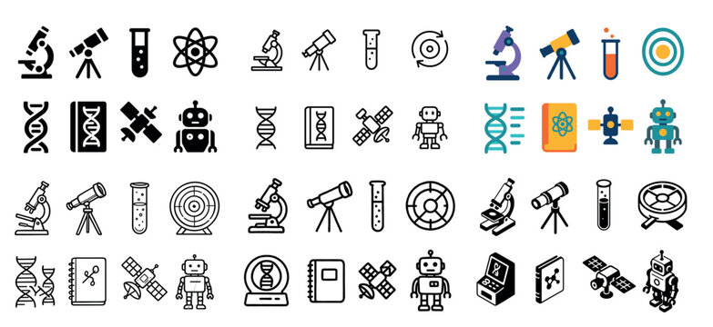 Science and technology icons collection