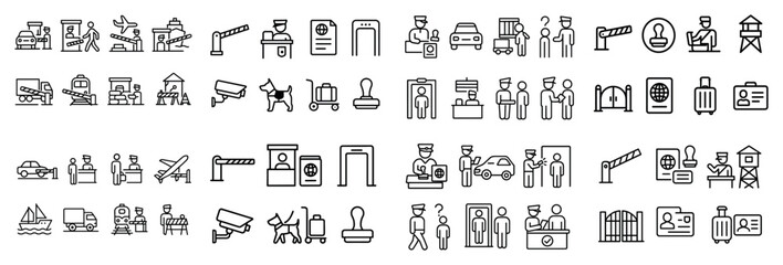 Airport security and travel icon set