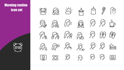 Morning routine icon set