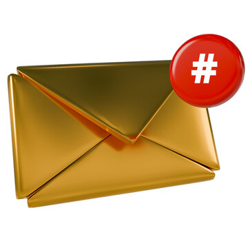Icono 3D, notificaciones de correo no le&iacute;do, alertas de nuevos mensajes o bandeja de entrada con novedades