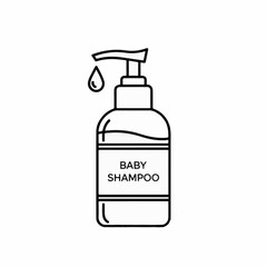 Baby Shampoo Bottle Icon – Gentle Hair Care, Clean Hygiene, Outline Vector Illustration