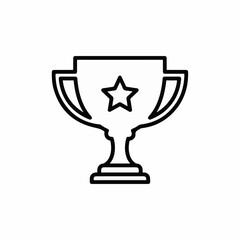 Simple Trophy Icon with Star – Award, Achievement, Winner Symbol Vector Illustration