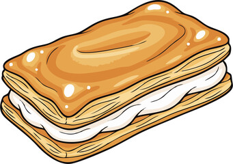 Vector Mascarpone Puff Pastry Illustration Isolated