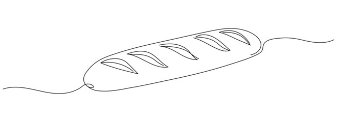 Bread one line drawing, One continuous line drawing of long loaf
