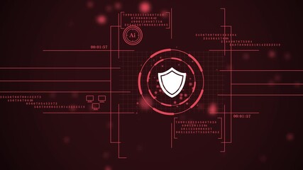 future of data security: a high-tech hud animation. futuristic user interface for system protection and security status. cyber attack alert and active defense system concept. 