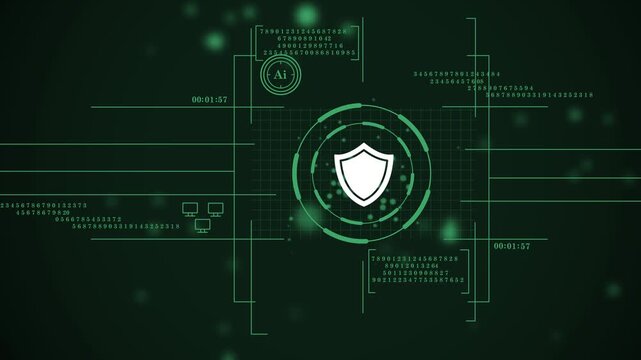 futuristic user interface for system protection and security status. cyber attack alert and active defense system concept. future of data security: a high-tech hud animation. - Powered by Adobe