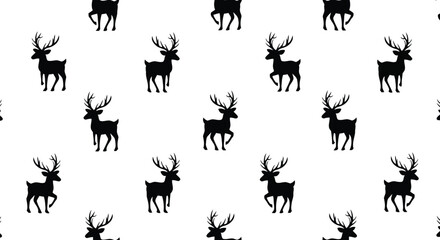 Seamless black reindeer silhouette pattern winter holiday animal vector graphic © azad