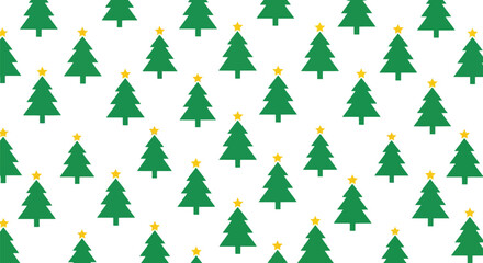 Seamless pattern green christmas trees with yellow stars festive holiday background winter celebration wallpaper