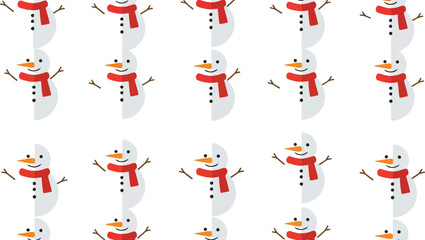 Christmas seamless snowman pattern: waving winter holiday character background for kids.