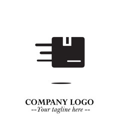 Box Moving Fast Symbol in Black on the White Background with Dynamic Delivery Design