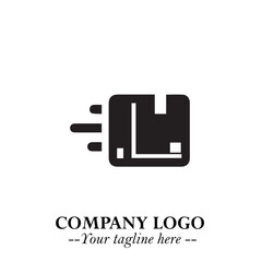 Box Moving Fast Symbol in Black on the White Background with Dynamic Delivery Design
