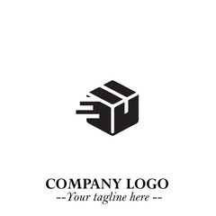 Box Moving Fast Symbol in Black on the White Background with Dynamic Delivery Design