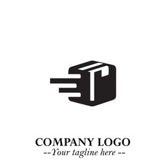 Box Moving Fast Symbol in Black on the White Background with Dynamic Delivery Design