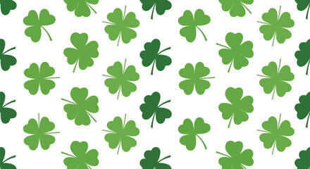 Fototapeta premium Seamless green shamrock pattern st patrick s day clover background irish luck motif festive repeating illustration
