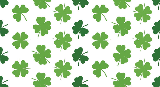 Seamless green shamrock pattern st patrick s day clover background irish luck motif festive repeating illustration