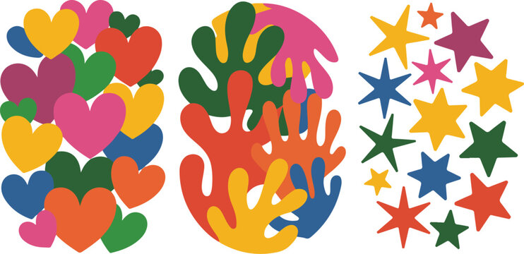 Colorful floral seamless pattern with leaves and artistic handprint design